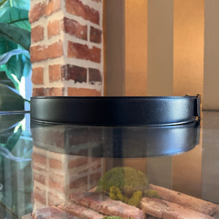 HERMES Reversible Black Leather H Buckle Belt