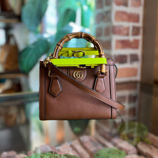 GUCCI Diana Bamboo Handle Brown Leather Mini Tote