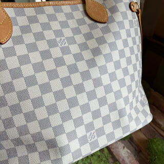 LOUIS VUITTON Neverfull MM Damier Azur Canvas Tote Bag