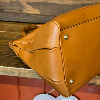 GUCCI Bold Bamboo Medium Camel Leather Top Handle Bag