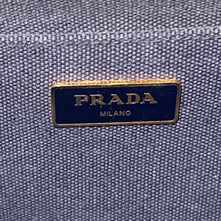 PRADA Canapa Navy Blue Medium Tote
