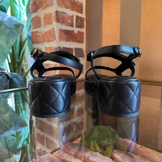 CHANEL Strappy Quilted Black Lambskin Platform Sandals SZ 39 (US 9)