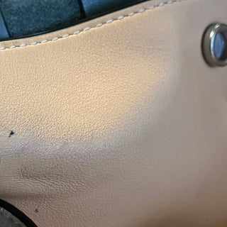 TORY BURCH Lee Radziwill Blue Double Woven Leather Tote