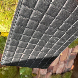 SAINT LAURENT Black Quilted Leather Pouch Clutch