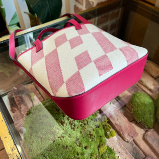 HERMES Ambre PM Framboise Toile H Veau Swift Tote
