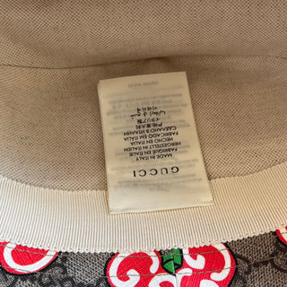 GUCCI GG Supreme Monogram Apple Textured Dollar Calfskin Retro Interlocking G Fedora SZ57(M)
