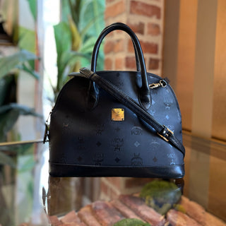 MCM Black Vintage Visetos Monogram Canvas Top Handle