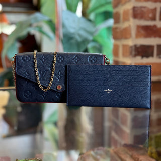 LOUIS VUITTON Pochette Felicie Marine Rouge Empreinte Leather Crossbody