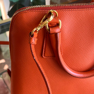 PRADA Promenade Orange Saffiano Lux Dome Top Handle