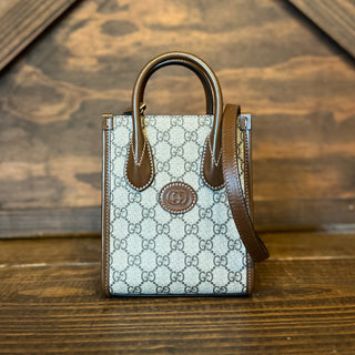GUCCI Mini Interlocking G Patch GG Coated Canvas Tote Bag