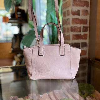 TORY BURCH Theo Mini Slouchy Pink Leather Tote Bag