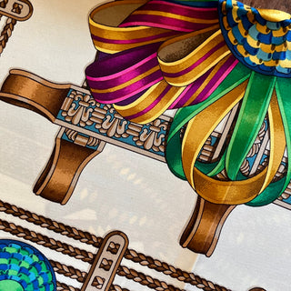 HERMES Les Rubans du Cheval Multicolor Silk Scarf