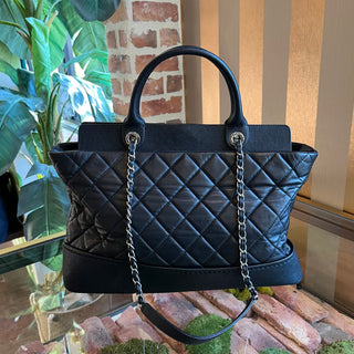 CHANEL Be CC Large Black Quilted Caviar Leather Tote ADI1133