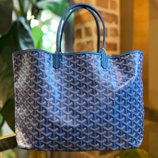 GOYARD Saint Louis PM Sky Blue Goyardine Canvas & Chevroches Calfskin Tote Bag DIA285