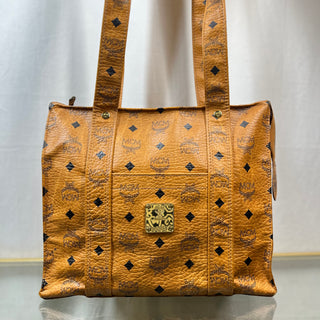 MCM Vintage Visetos Coated Canvas Vintage Zip Tote Bag