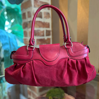 FERRAGAMO Red Suede Gancini Shoulder Bag TS3863