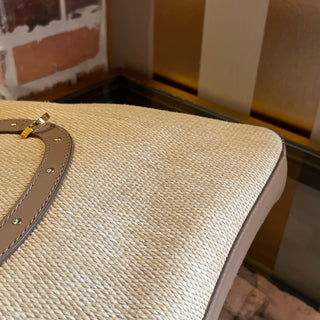 FURLA Beige Brown Rattan Tote