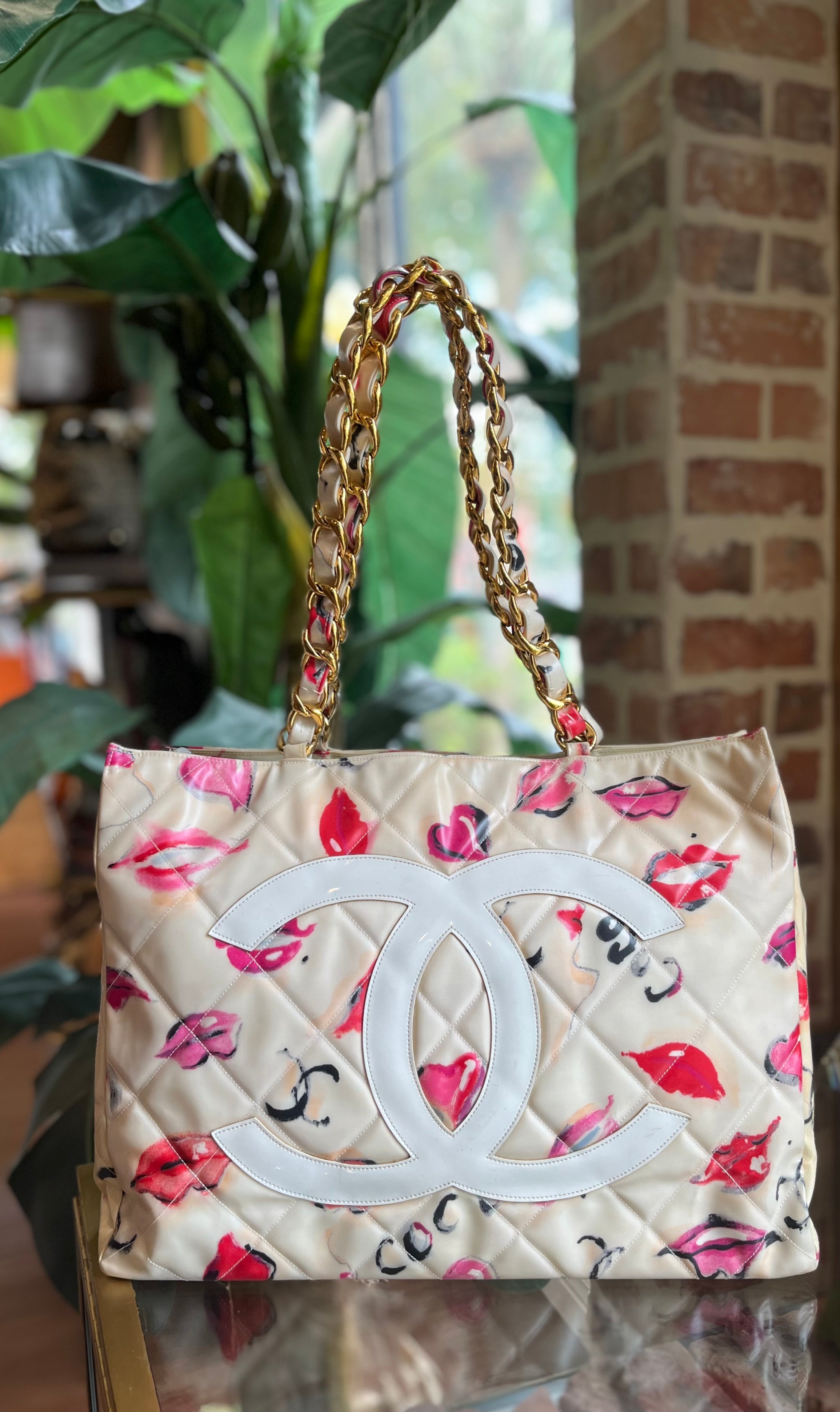 CHANEL Coco Lips and Heart Vinyl Tote - The Purse Ladies