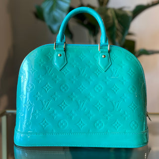 LOUIS VUITTON Monogram Vernis Alma Turquoise PM