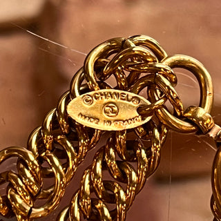 CHANEL Vintage Magnifying Glass Gold Tone Chain Necklace