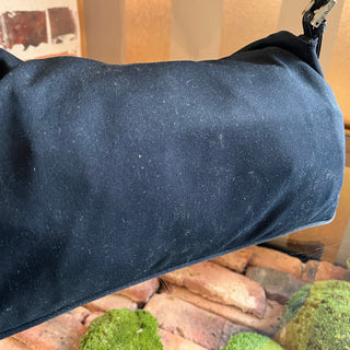 FENDI Baguette Vintage Black Neoprene Double Flap Shoulder Bag