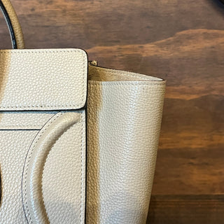 CELINE Luggage Micro Greige Drummed Calfskin Tote