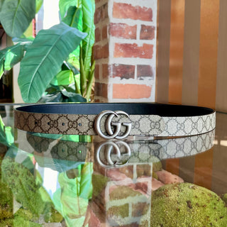 GUCCI Supreme Belt Black GG Canvas Reversible Belt 105/42(14US)