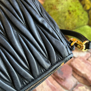 MIU MIU Black Matelasse Nappa Leather Shoulder Bag