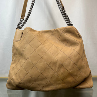 CHANEL Beige Calfskin Stitched Double Zip Hobo ADI1101