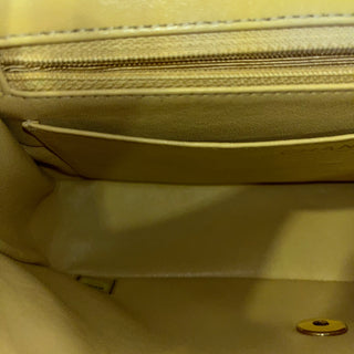 CHANEL Single Flap Whipstitch Beige Lambskin Shoulder Bag