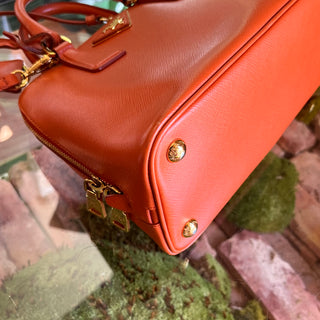 PRADA Promenade Orange Saffiano Lux Dome Top Handle