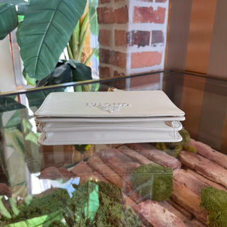 PRADA Talco White Saffiano Lux Leather Crossbody Bag