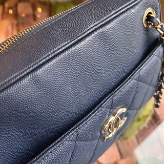 CHANEL In & Out Camera Case Small Quilted Caviar Crossbody Bag