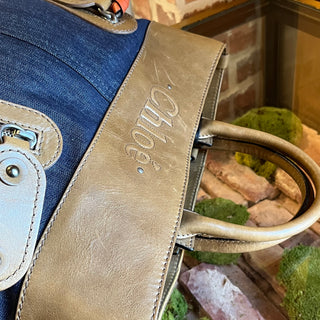 CHLOE Medium Blue Denim Logo Tote