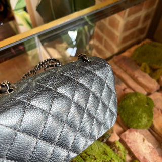 CHANEL Extra Mini Flap Metallic Blue Caviar Leather Rectangle Shoulder Bag