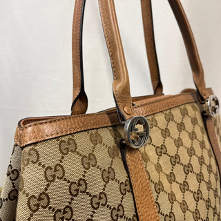 GUCCI GG Supreme Twins Medium Brown Tote