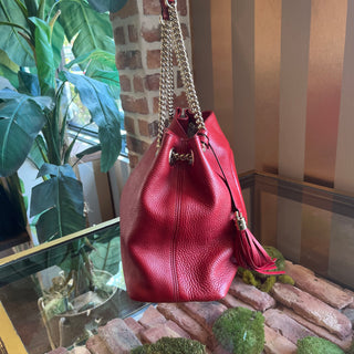 GUCCI Soho Medium Tabasco Red Pebbled Calfskin Shoulder Bag