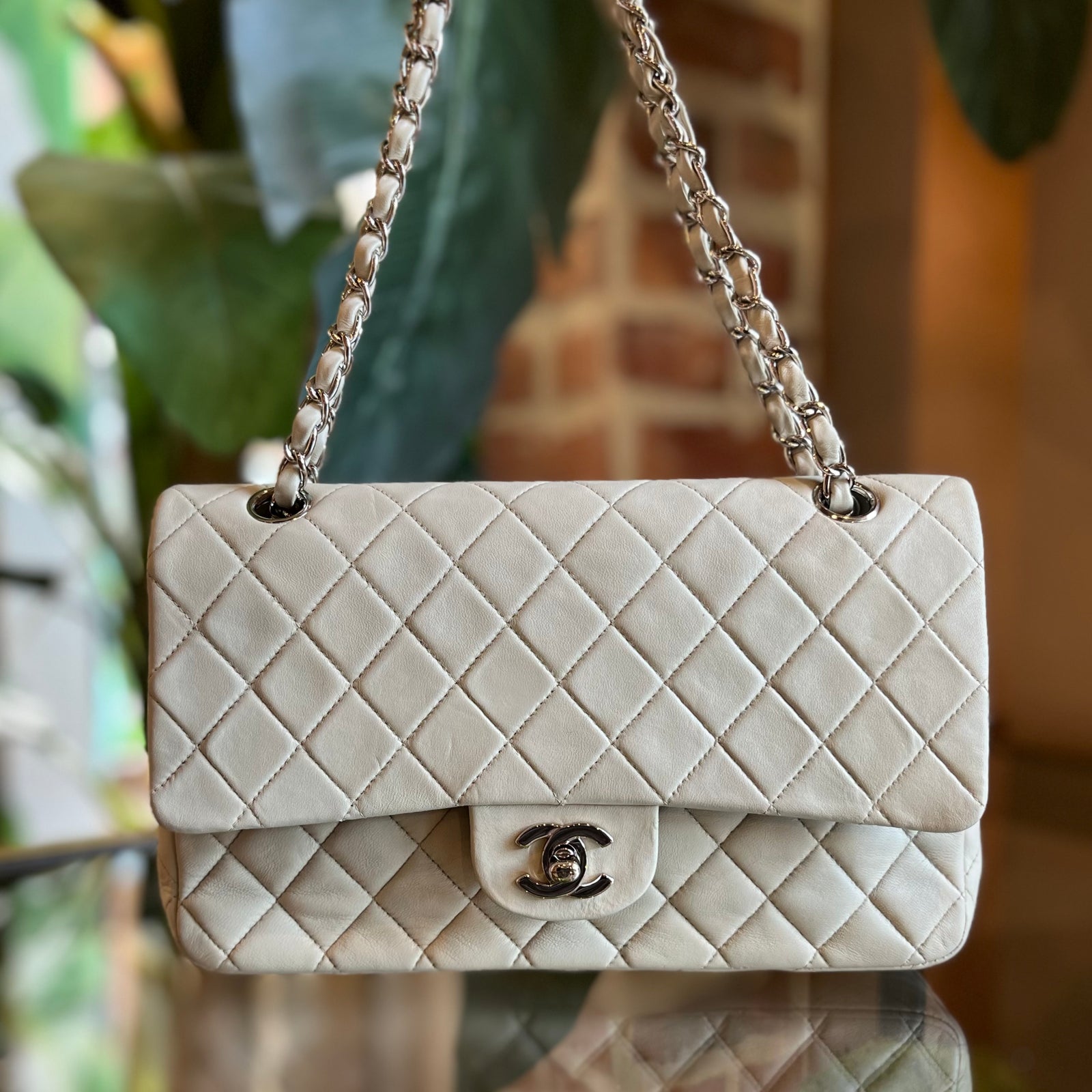 Chanel Classic Quilted Caviar Double Flap Jumbo Bag in Light Grey