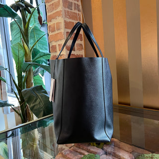 CELINE Horizontal Cabas Black Grained Calfskin Shopping Tote Bag