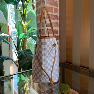 LOUIS VUITTON Neverfull MM Damier Azur Canvas Tote Bag