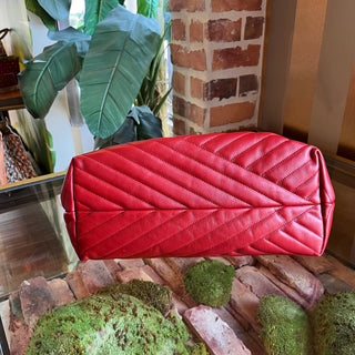 TORY BURCH Kira Chevron Red Leather Tote