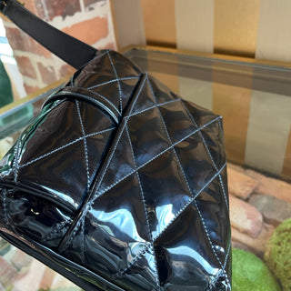 SAINT LAURENT Le 57 Black Patent Quilted Diamond Shoulder Bag