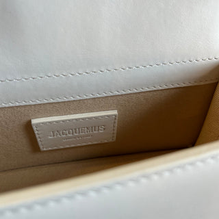 JACQUEMUS Le Bambino Small White Calfskin Leather Flap Bag
