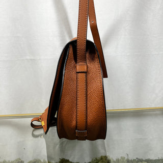 CHLOE Marcie Saddle Bag Medium Brown Grained Calfskin Leather Shoulder Bag