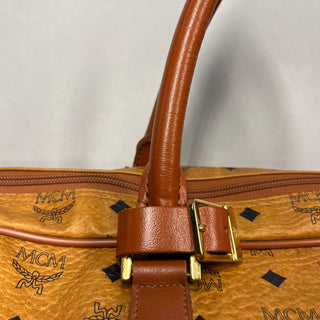 MCM Cognac Visetos Monogram Canvas Duffle Bag