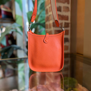 HERMES TPM Evelyne Orange Clemence Leather Crossbody