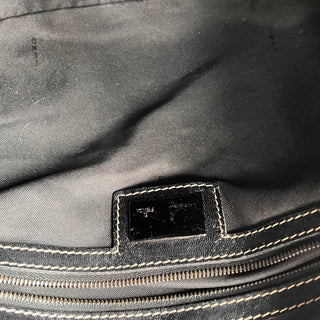 FENDI Baguette Black Zucchino Canvas Shoulder Bag