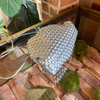 BOTTEGA VENETA The Pouch Mini Silver Bubble Wrap Clutch
