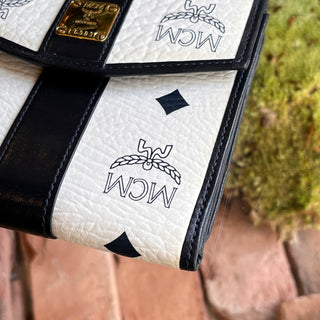 MCM Kisslock Small White Black Vintage Wallet