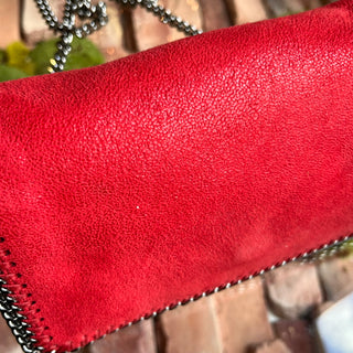 STELLA MCCARTNEY Falabella Red Vegan Shaggy Deer Crossbody Bag